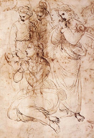 Study of Mourning Figures by Raffaello Sanzio Raphael